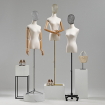 Clothing store model props female half-body wedding dress display stand Womens window table hollow head model shelf