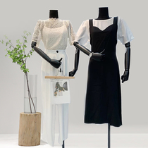 Black flat shoulder clavicle model props female half-length clothing store model shelf window fake human body display stand