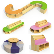 Early teaching center sofa stool soft bag changing shoes stool combination long stool containing stool Kindergarten reading area bookcase stool bookcase