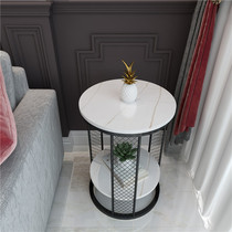 Nordic marble side few living room sofa side cabinet light luxury Rock board corner modern simple double balcony small round table