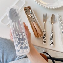 Tableware box Portable student Korean cute Japanese chopsticks spoon set Three-piece set Take-away girl heart single pack