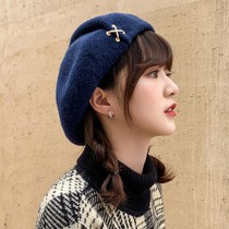 Womens hat foreign style beautiful beret Japanese round face fashionable winter 2020 new hat foreign style all-in-one