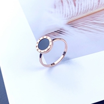 Roman numeral black round ring female index finger light luxury fashion personality trend niche design simple exquisite ring