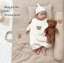 mengdodo baby bear sleeping bag cotton gauze newborn kick prevention baby spring and autumn children climbing clothes