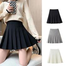 Black pleated skirt half-skirt female autumn winter 2022 A-shaped half-skirt high-waisted pleated skirt JK short skirt