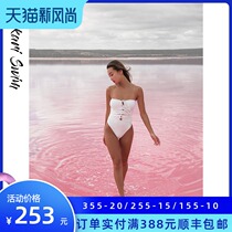 Yukari swim white bandeau strap one-piece swimsuit Female triangle bikini Beach vacation surfing swimsuit