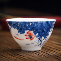 Ceramic painted master cup Single cup Jingdezhen individual cup Kung Fu tea cup Handmade ceramic single tea cup