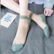 Short tube shallow cotton bottom in trend glass stockings socks thin and silver silver lace socks ocean gas