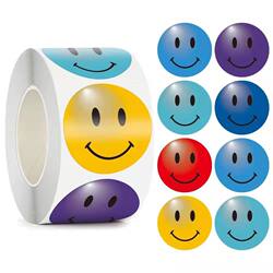 500 Stickers/Roll Cartoon Smile Stickers Self-Adhesive Decorative Children's Rewards Cute Smiley Office Stationery Self-Adhesive