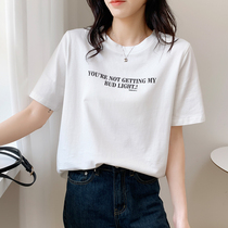 White Short Sleeve T-shirt Woman Loose Casual Pure Cotton 2022 Spring Summer New Korean Version Brief Half Sleeve Blouse Summer Dress