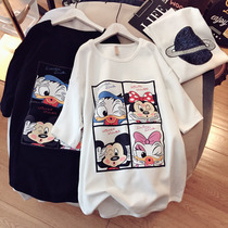 Pure cotton short sleeve t-shirt woman medium length loose casual Korean version ins big code womens clothing 2021 new blouses summer