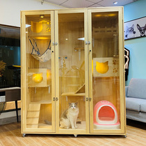 Cat Villa solid wood cat cage cat house large three-story luxury cat house cat display cabinet pet cage cat hotel cat room