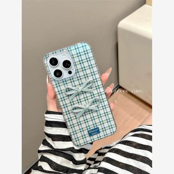 ins Korean style retro plaid three-dimensional bow suitable for Apple 16 promax mobile phone case iPhone 16 pro new 15 premium 13 simple 15 pro niche 14 pro women 16 personality full package ins Korean style retro plaid three-dimensional bow suitable for Apple 16 promax mobile phone case iPhone 16 pro new 15 premium 13 simple 15 pro niche 14 pro women 16 personality full package