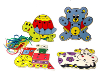 Parenting Teaching Aids Wooden Threading Plate Puzzle Toy Threading Plate Animal Threading Plate Children Toy Dongle Dongle