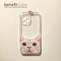 Benefit cute big head kitty applies Apple 13promax mobile phone shell iphone12 transparent mini soft