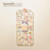 Benefit cartoon cute kitty applies Apple 13promax mobile phone shell iphone12 full package mini transparent xsmax network red xr female 8plus