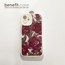 Benefit Japan-ROK oil painting rose to apply Apple 13promax mobile phone shell retro iphone12mini art xsmax brief xr silicone 8plu
