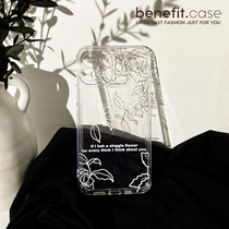 Benefit brief retro line applies Apple 13promax mobile phone shell iphone12mini protective sleeve xsmax flower xr hollowed-out 8plus transparent