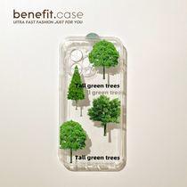 Benefit Fresh Ins Wind Green Trees Apply Apple 13promax Phone Shell iphone12mini Soft Silicone Gel