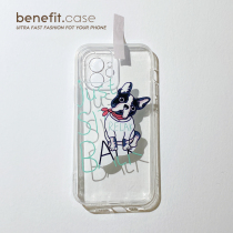 Benefit personality bulldog applies Apple 13promax minimalist transparent phone shell iphone12mini protective sleeve xsmax male and female xr anti-fall 8p