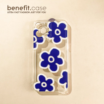 Benefit Japan-ROK ins Klein blue flowers apply Apple 13promax mobile phone shell iphone12 transparent mini oil painting xsmax art xr small crowdsourced