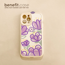 Benefit Japan-ROK ins purple tulips apply Apple 13promax mobile phone shell iphone12 silicone mini mesh red xsmax graffiti xr brief about 8