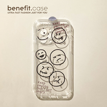 Benefit cartoon minimalist transparent expression applies Apple 13promax mobile phone shell iphone12mini soft