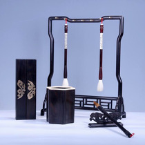 Purple sandalwood Ming-style pen holder study four mahogany pens hanging landscape solid wood new Chinese calligraphy ornaments brush hanger