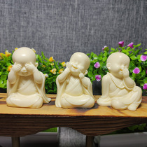 Ivory Fruit Decoration Carving Laughing Life Little Monk Trio Tabletop Tea Pet Crafts Ornament