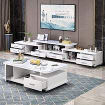 New tempered glass telescopic cabinet tea table combination minimalist modern European-style small family living room TV enclosure