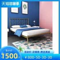 Tylessee Nordic light extravagant gold mesh red high foot iron art bed minimalist modern double princess bed iron bed 1 8 m