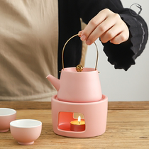 Heat-preserving boiled tea stove candle set small boiled tea heating Japanese household flower teapot ceramic tea wax Holder
