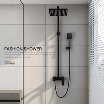 Dura Lane luxury black copper shower set bathroom bathroom household European nozzle booster