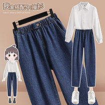 French foreign trade exit tail single womens dress cut with big card pick up and clear cabin special cabinet Withdrawal Straight Silo Jeans