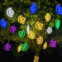 Led luminous pentagram light moon light lamp outdoor waterproof hanging tree colored lights engineering brightening decorative lamp star moon light