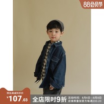 oddtails Childrens clothing spring and autumn new childrens shirt Boys Korean version of foreign style long-sleeved denim top Medium and large childrens shirt