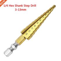 3-13mm Hexagonal Handle HSS Titanium Coated Stepped Power To
