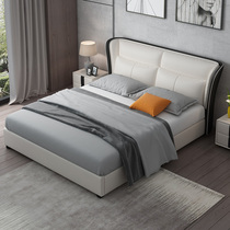 Willstyle Light Lavish Soft Bag Extremely Simple Genuine Leather Bed Nordic Modern Minima Small Household Type Master Bedroom With double bed storage wedding bed