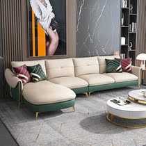 Light Extravagant Real Leather Sofa Composition Postmodern Minimalist Port-Style Prototypes Corner Living-room Small Family Trio of a full dress