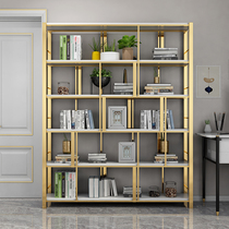 Stainless steel bookshelf hotel rack floor office wrought iron creative high-end light luxury living room metal multi-layer cabinet