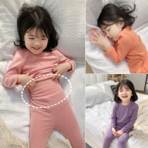 Girls cotton home clothing 2021 Spring and Autumn Winter men and women baby high waist belly warm pajamas 1-7 years old cute