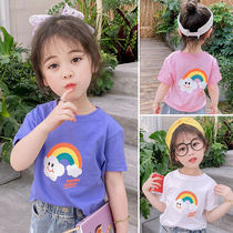 Girls summer short-sleeved T-shirt new foreign-style childrens cotton thin Korean childrens coat half-sleeve tide childrens clothing