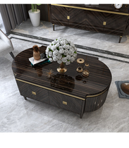 Jiyou home coffee table Nordic minimalist modern living room Oval high and low TV cabinet combination storage table easy to clean