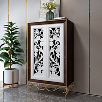 Jiyou home light luxury wine cabinet against the wall Italian side cabinet living room Villa locker simple designer solid wood cabinet