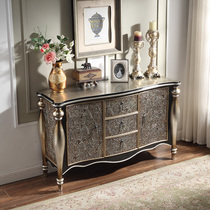 Jiyou home light luxury style dining side cabinet solid wood storage wine cabinet Villa simple porch locker European decorative cabinet