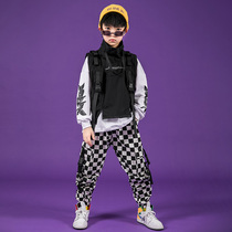 Personality Children Street Dance Suit Boy Handsome hip-hop Machioji drummer performed with fewer children hiphop Costume Tide