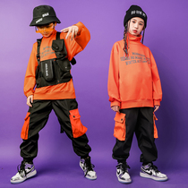 Children Street Dance Boy Hip Hop Handsome Macchia Suit Girl Personality High Collar Orange Necroe Autumn Winter Jazz Dance Suit