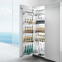 Highold tall kitchen cabinet Cabinet corner pull basket with linkage pull basket storage basket large capacity storage locker