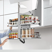 Highold hem lifting cabinet pull basket bowl basket seasoning basket double kitchen pull basket overall pull basket