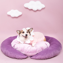 Short-legged captain 2020 new pet kennel waterproof removable washable dog pad contrast color moon nest Corgi Shiba Inu 90cm